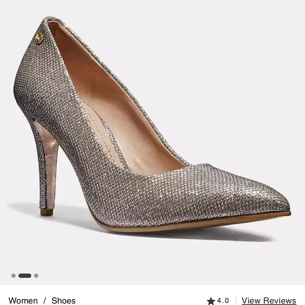 COACH Addie Pump Gold Glitter Heels - Picture 2 of 9
